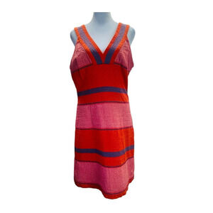 HD‎ in Paris Anthropologie Dress Women 6 Sorbet Orange Stripe Cutout Shift